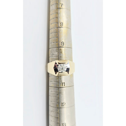 14K Yellow Gold Mens Solitaire Floating Diamond Ring