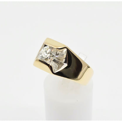 14K Yellow Gold Mens Solitaire Floating Diamond Ring