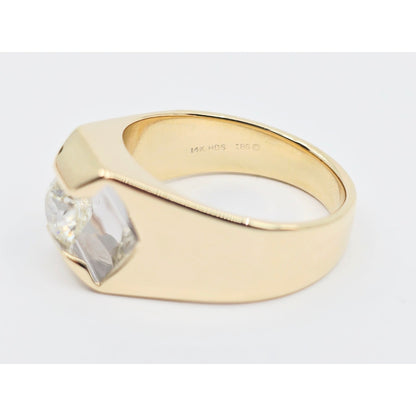 14K Yellow Gold Mens Solitaire Floating Diamond Ring