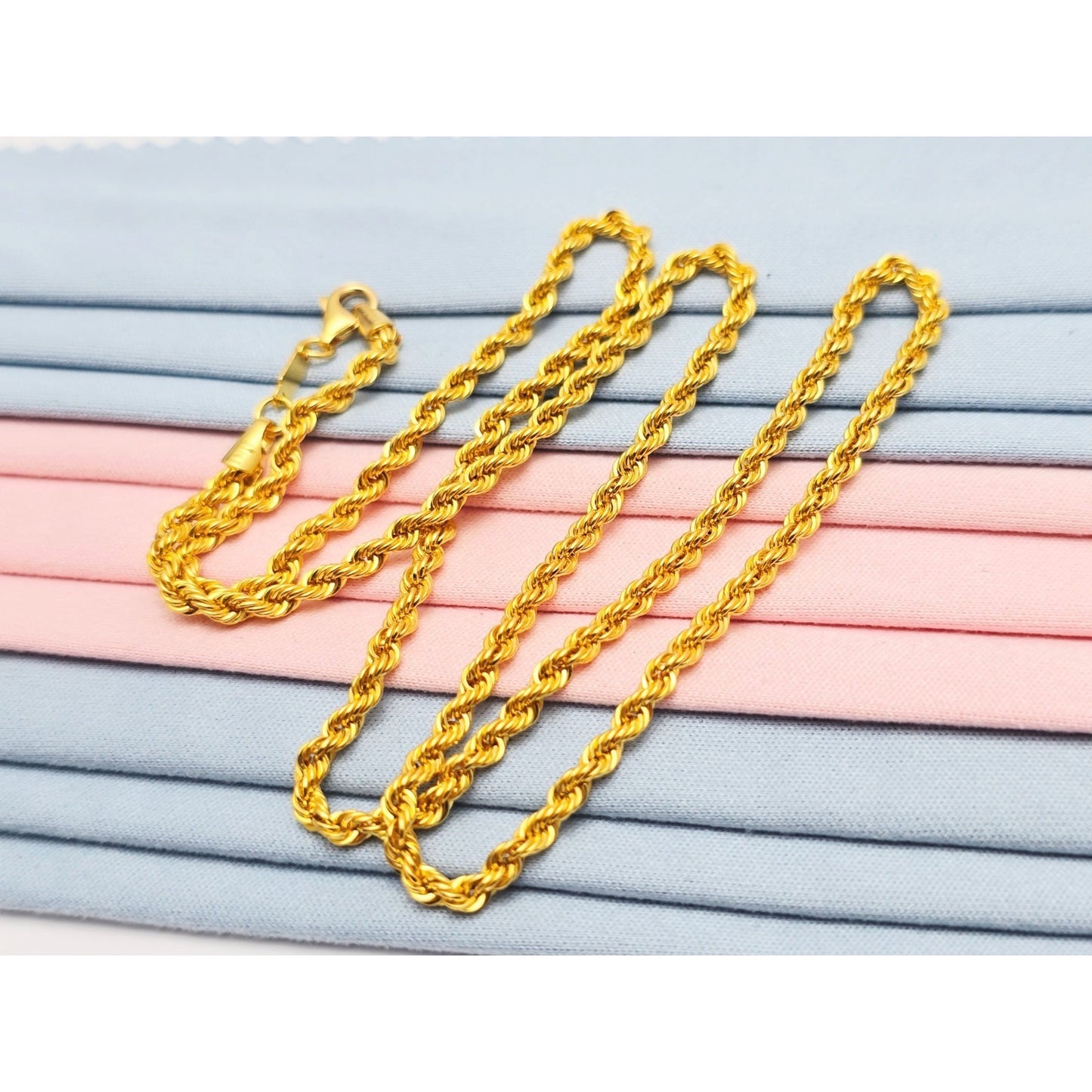 21K Yellow Gold Rope Chain Necklace
