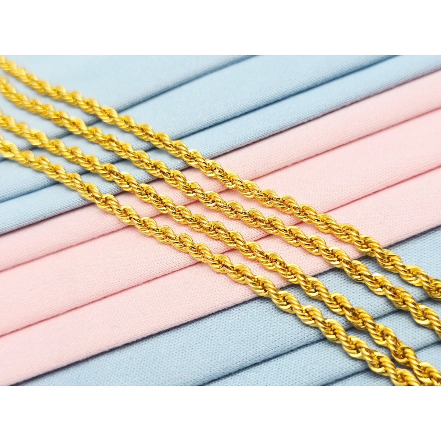 21K Yellow Gold Rope Chain Necklace