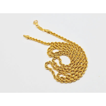 21K Yellow Gold Rope Chain Necklace