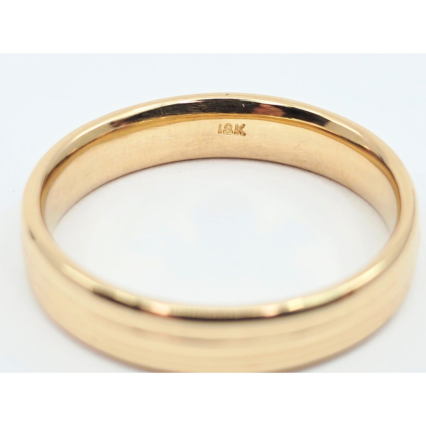 18K Yellow Gold Polished Lined Wedding Band Ring