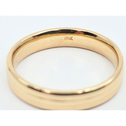 18K Yellow Gold Polished Lined Wedding Band Ring
