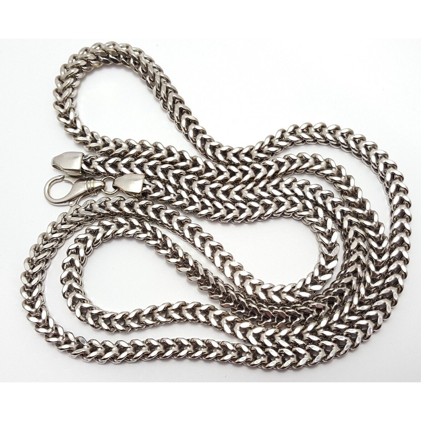 Large 10K White Gold Franco Link Chain Necklace