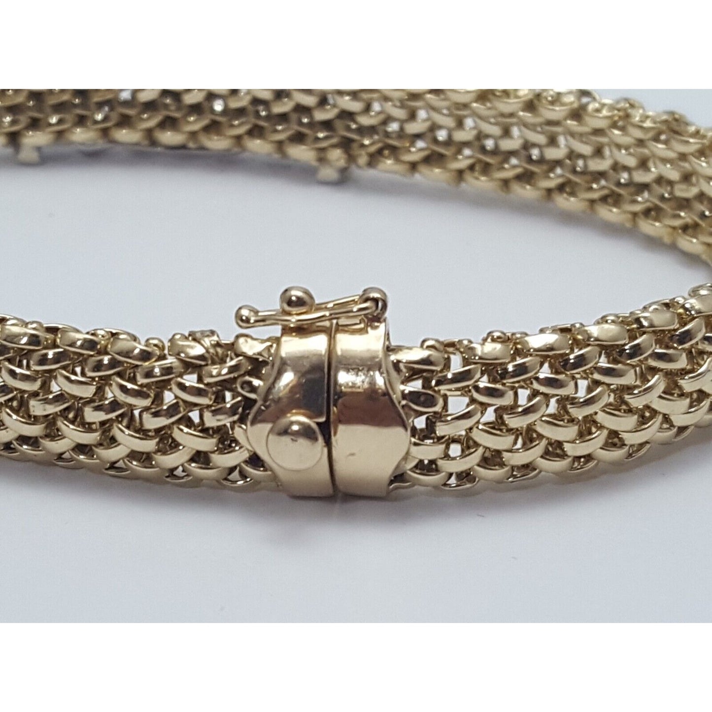 14K Multi Tone Gold Mesh Diamond Link Bracelet