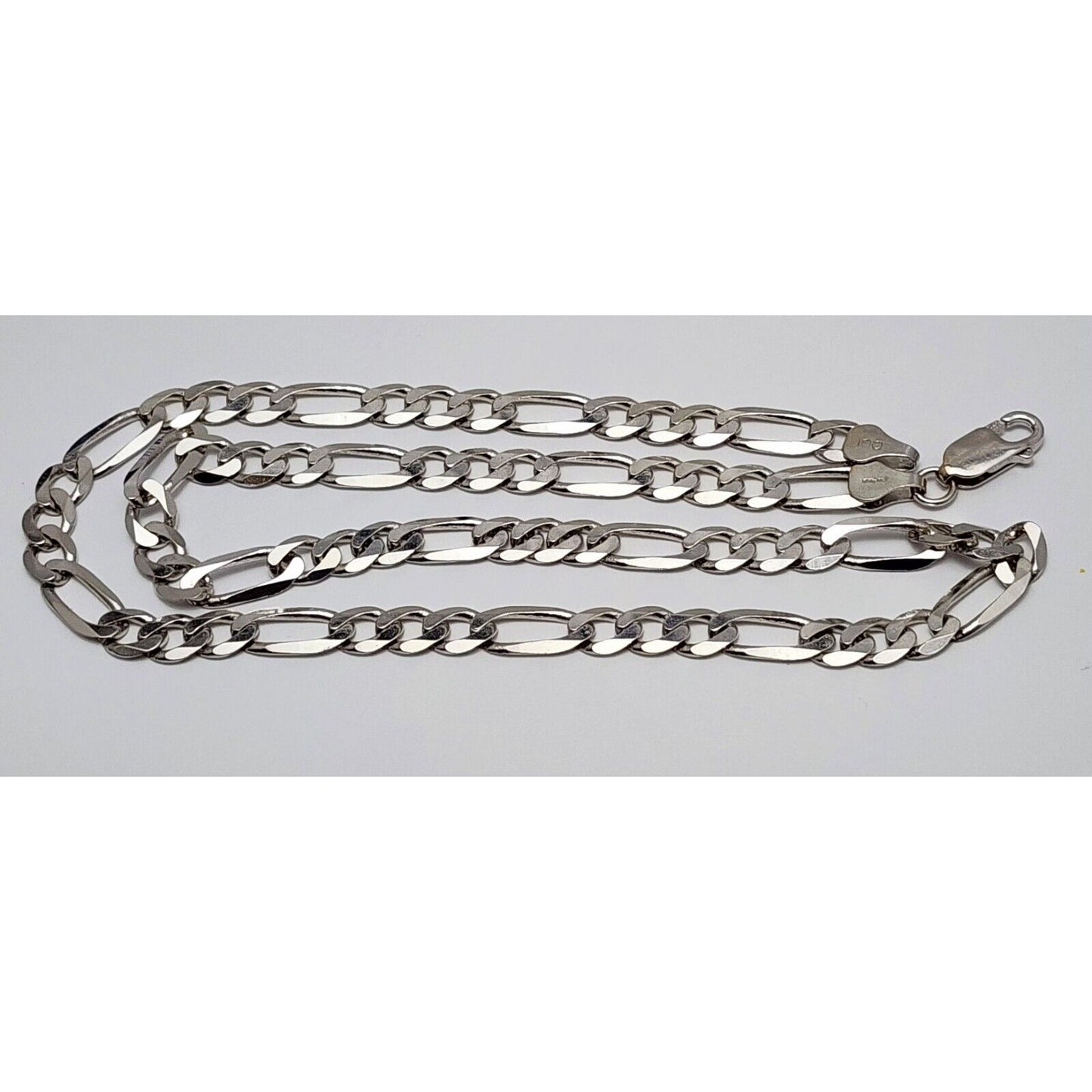 14K White Gold Figaro Link Chain Necklace