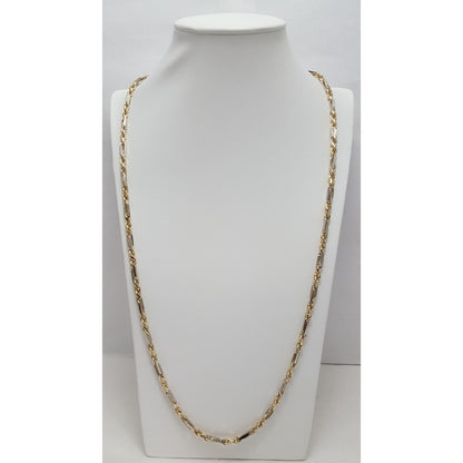 14K Two Tone Gold Rope Chain Necklace