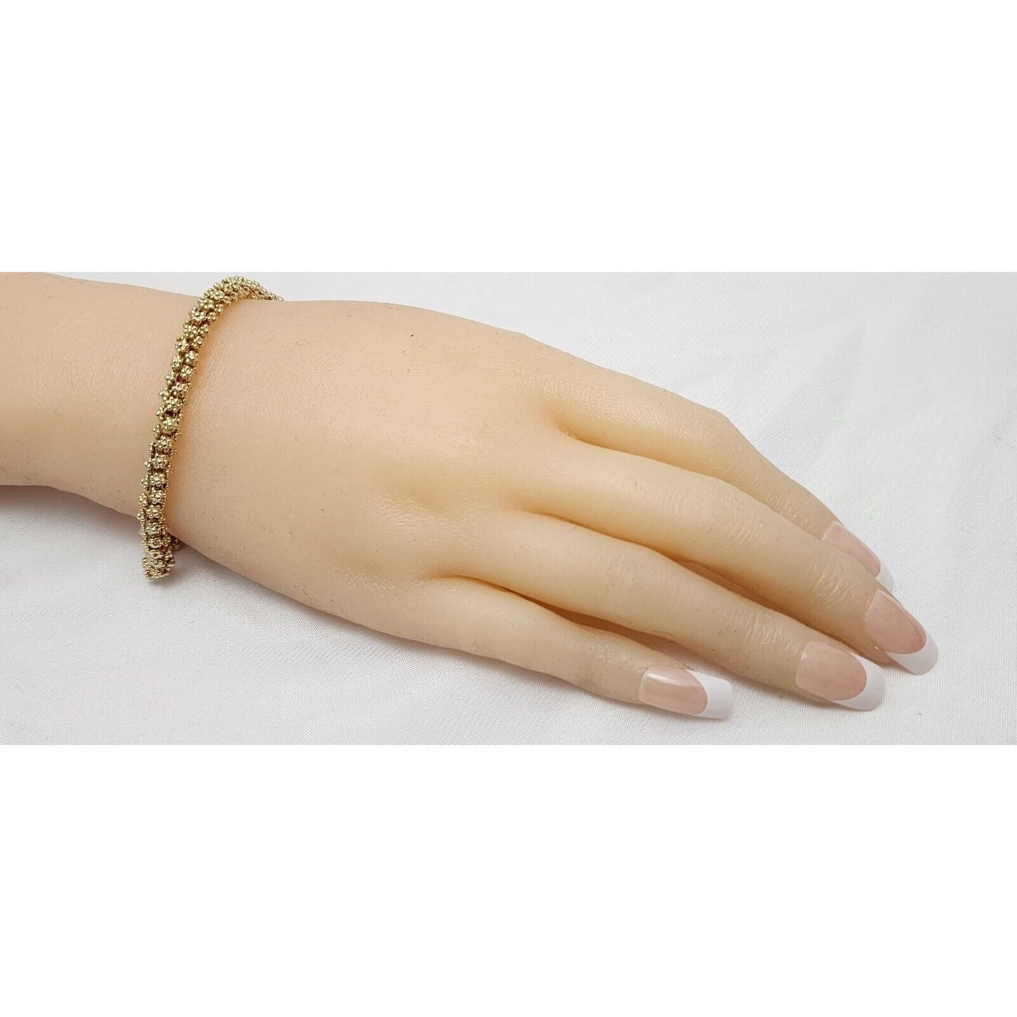 18K Solid Yellow Gold Brushed Radiance Bead Ball Bracelet