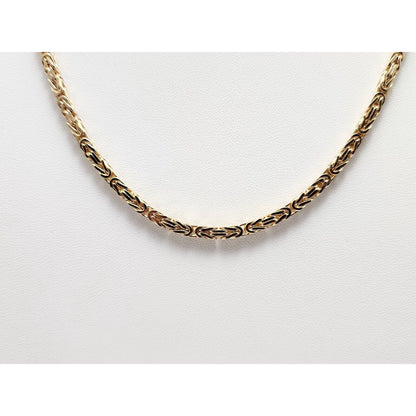 14K Yellow Gold Square Byzantine Link Chain Necklace