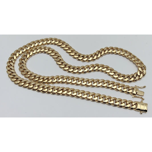 Large 14K Yellow Gold Cuban Link Chain Necklace