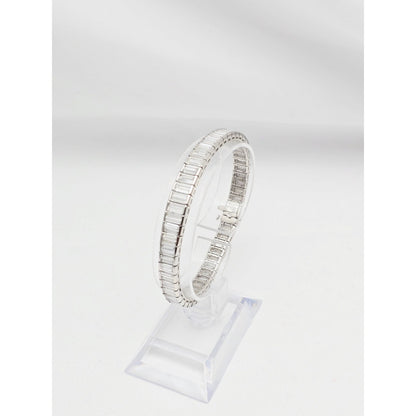 900 Platinum Baguette Cut Diamond Graduated Tennis Link Bracelet