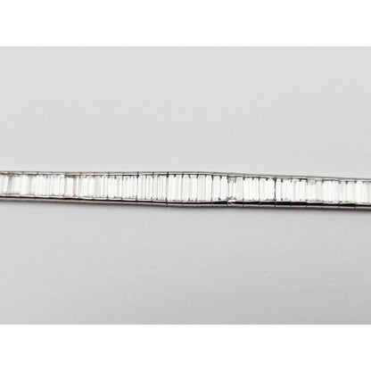 900 Platinum Baguette Cut Diamond Graduated Tennis Link Bracelet
