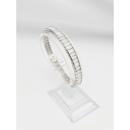 900 Platinum Baguette Cut Diamond Graduated Tennis Link Bracelet