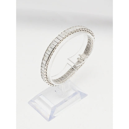 900 Platinum Baguette Cut Diamond Graduated Tennis Link Bracelet