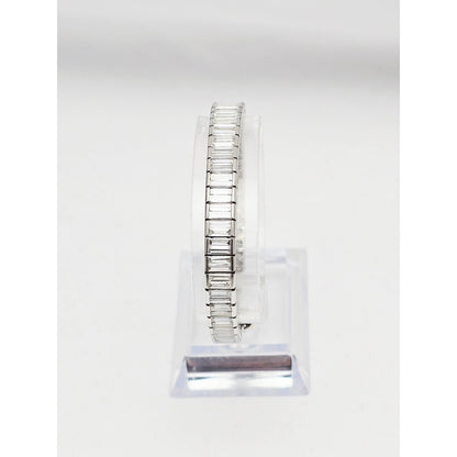 900 Platinum Baguette Cut Diamond Graduated Tennis Link Bracelet