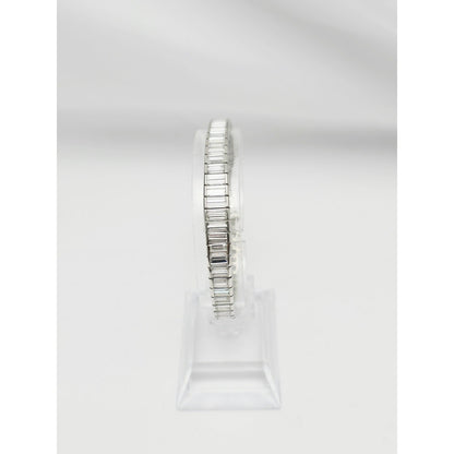 900 Platinum Baguette Cut Diamond Graduated Tennis Link Bracelet