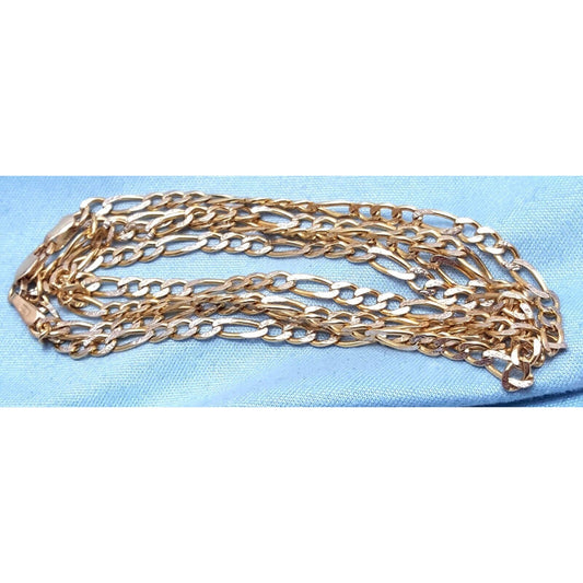 14K Two Tone Gold Diamond Cut Figaro Link Chain Necklace