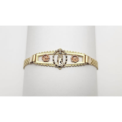 14K Solid Tri Color Gold Saint Mary Guadalupe Bracelet