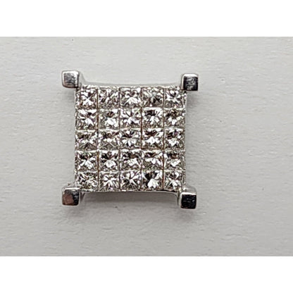 Single 14K White Gold Square Shaped Diamond Stud Earring