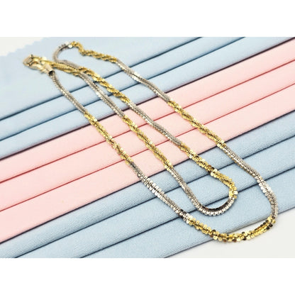 14K Two Tone Gold Twisting Chain Necklace