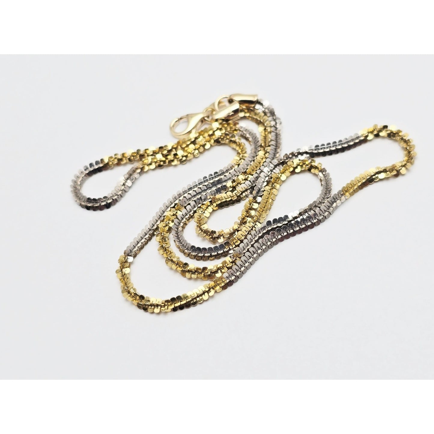14K Two Tone Gold Twisting Chain Necklace
