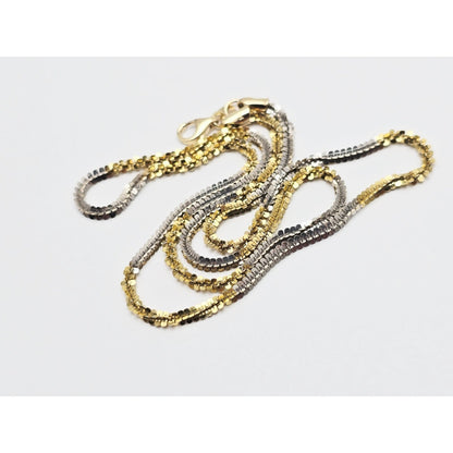 14K Two Tone Gold Twisting Chain Necklace