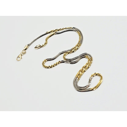 14K Two Tone Gold Twisting Chain Necklace
