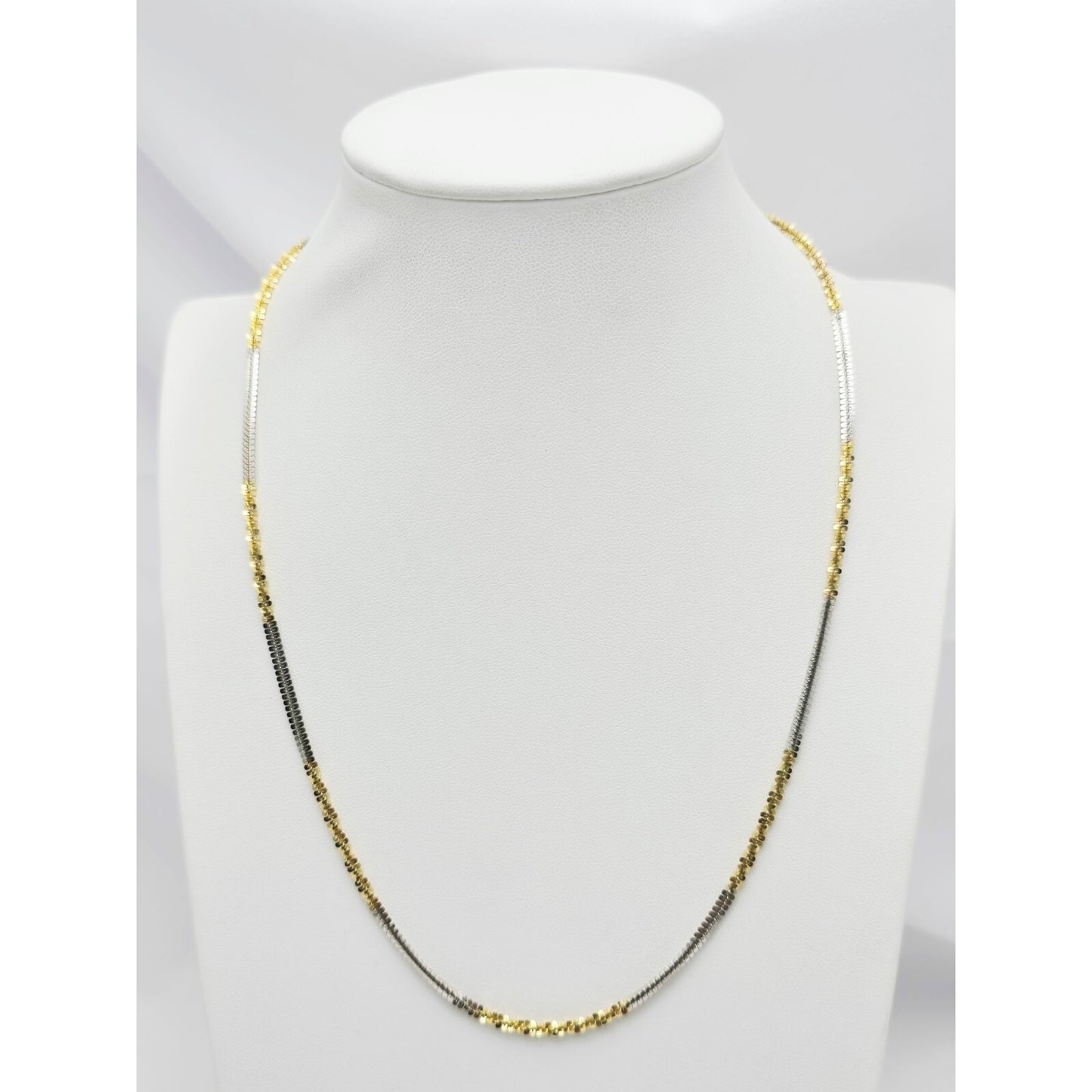 14K Two Tone Gold Twisting Chain Necklace