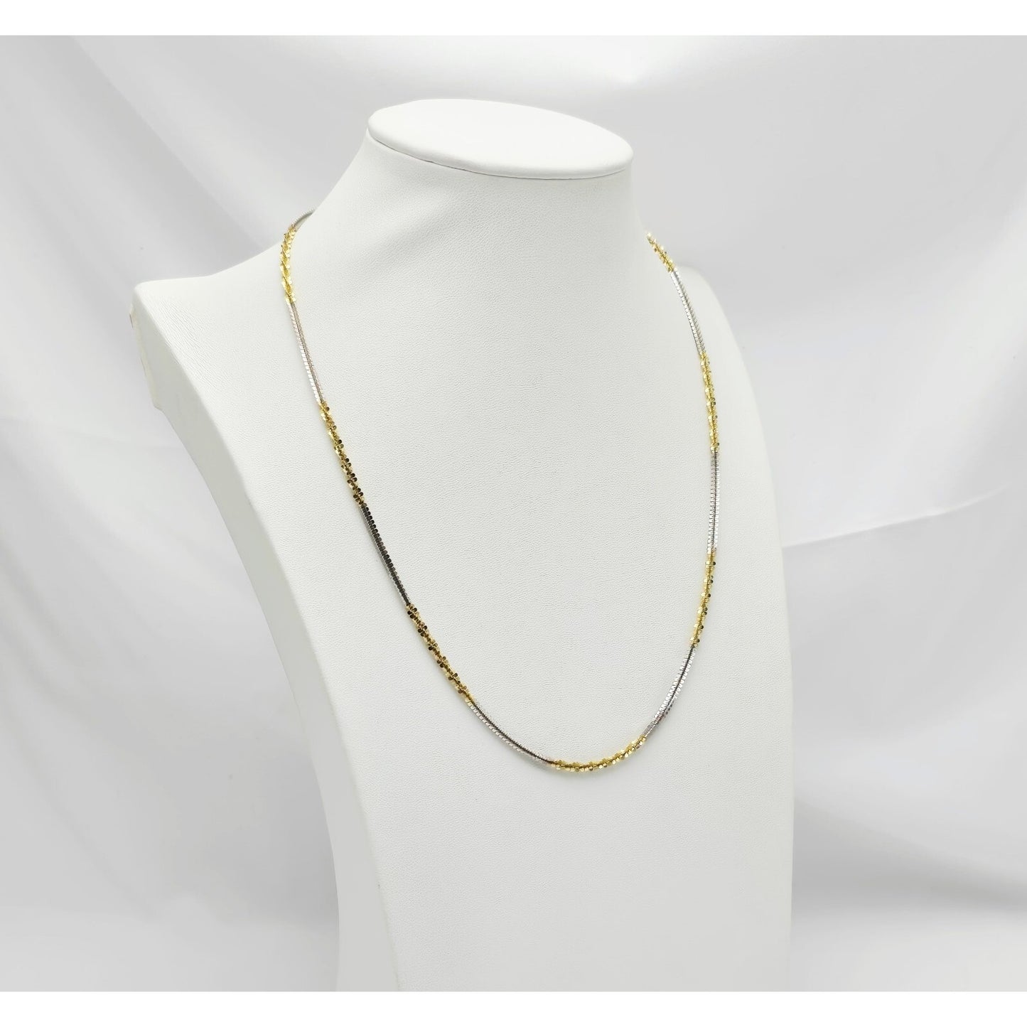 14K Two Tone Gold Twisting Chain Necklace