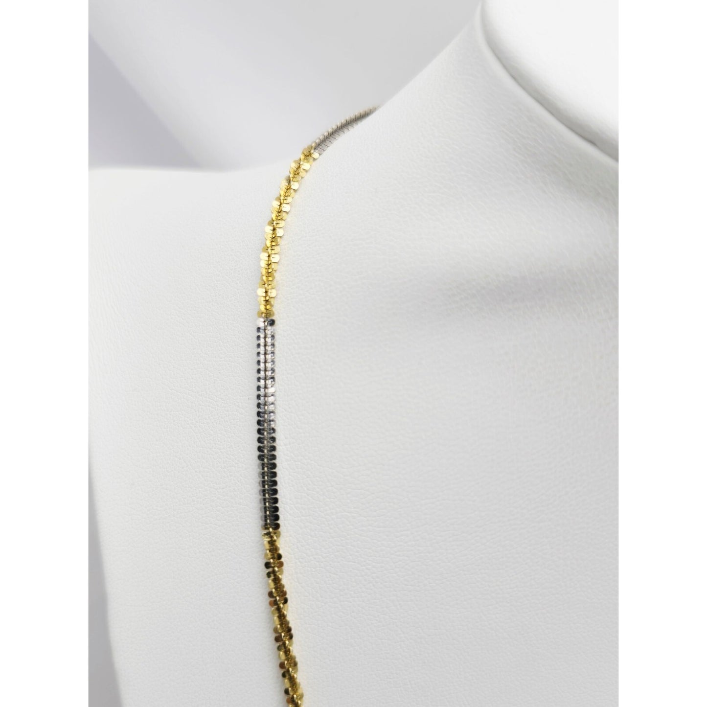 14K Two Tone Gold Twisting Chain Necklace
