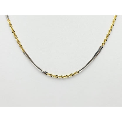 14K Two Tone Gold Twisting Chain Necklace