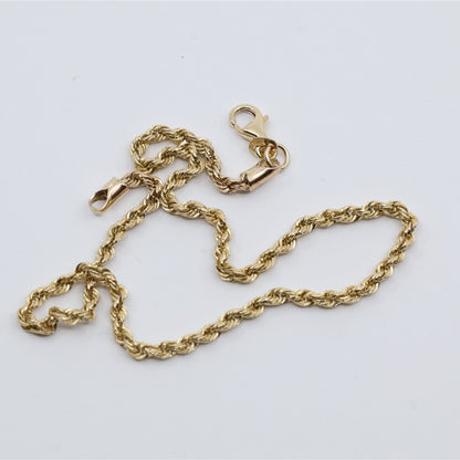 14K Yellow Gold Rope Anklet Bracelet