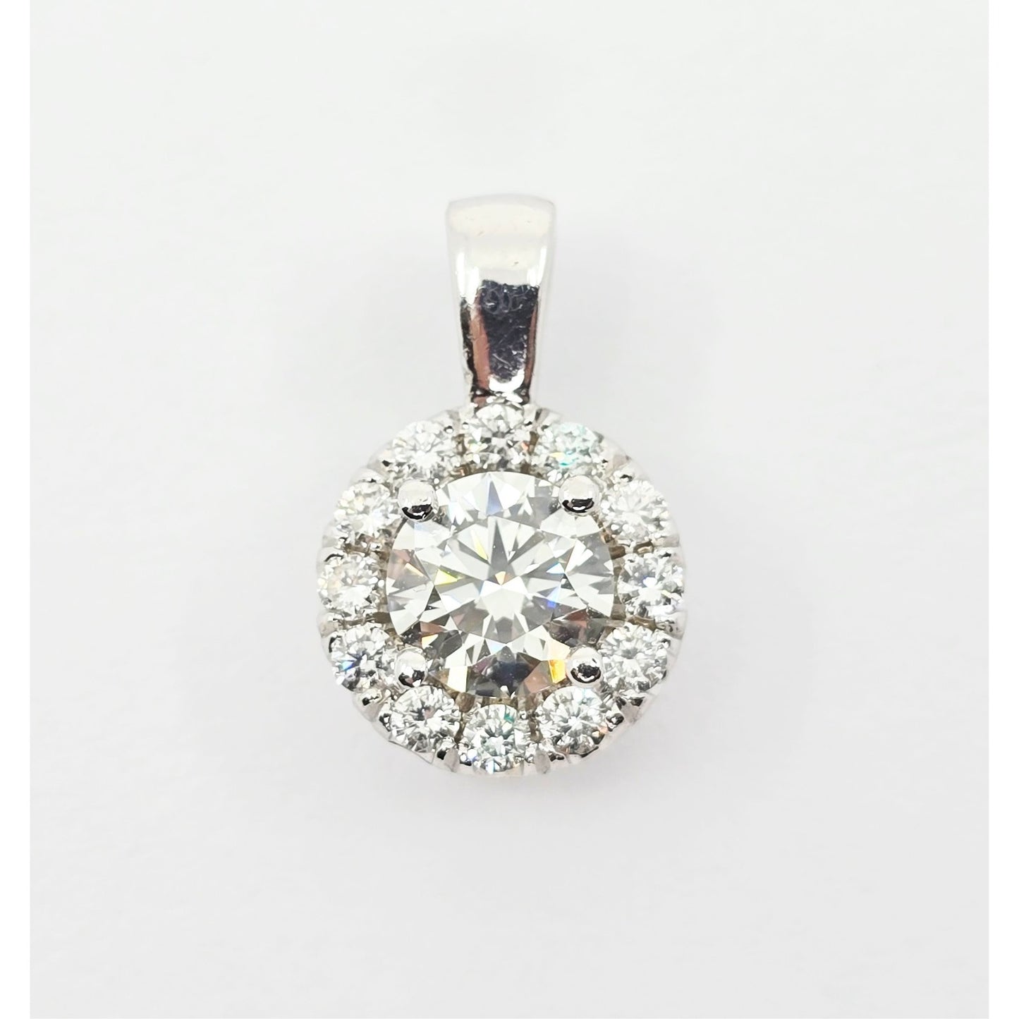 14K White Gold Round Diamond Charm Pendant 1.21ct EGL Report