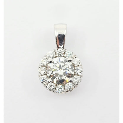 14K White Gold Round Diamond Charm Pendant 1.21ct EGL Report
