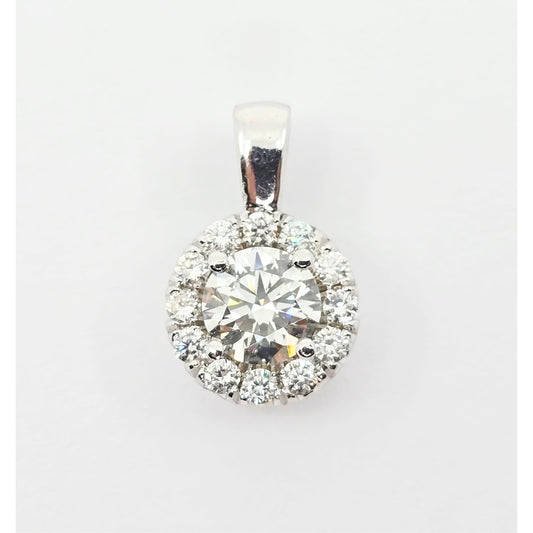 14K White Gold Round Diamond Charm Pendant 1.21ct EGL Report