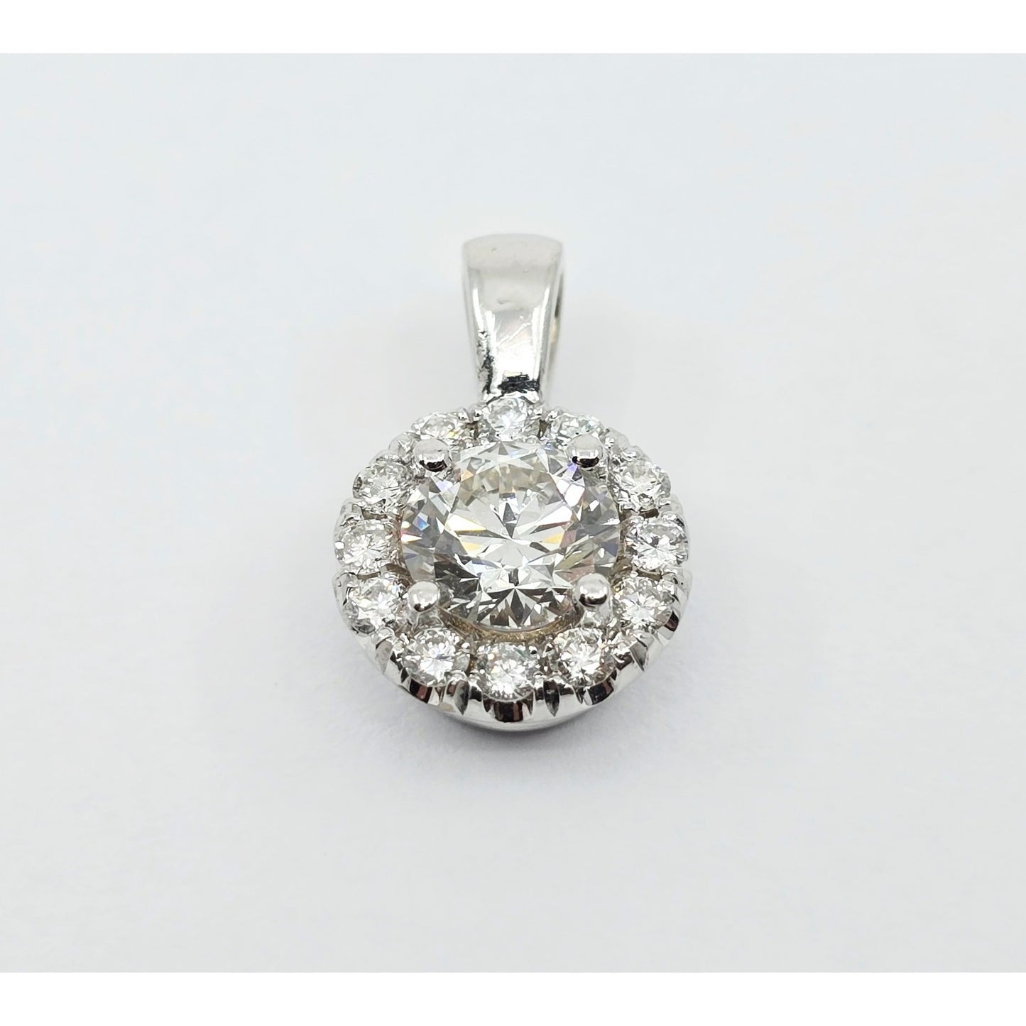 14K White Gold Round Diamond Charm Pendant 1.21ct EGL Report