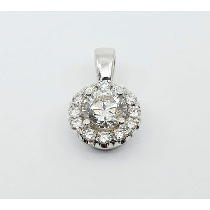 14K White Gold Round Diamond Charm Pendant 1.21ct EGL Report