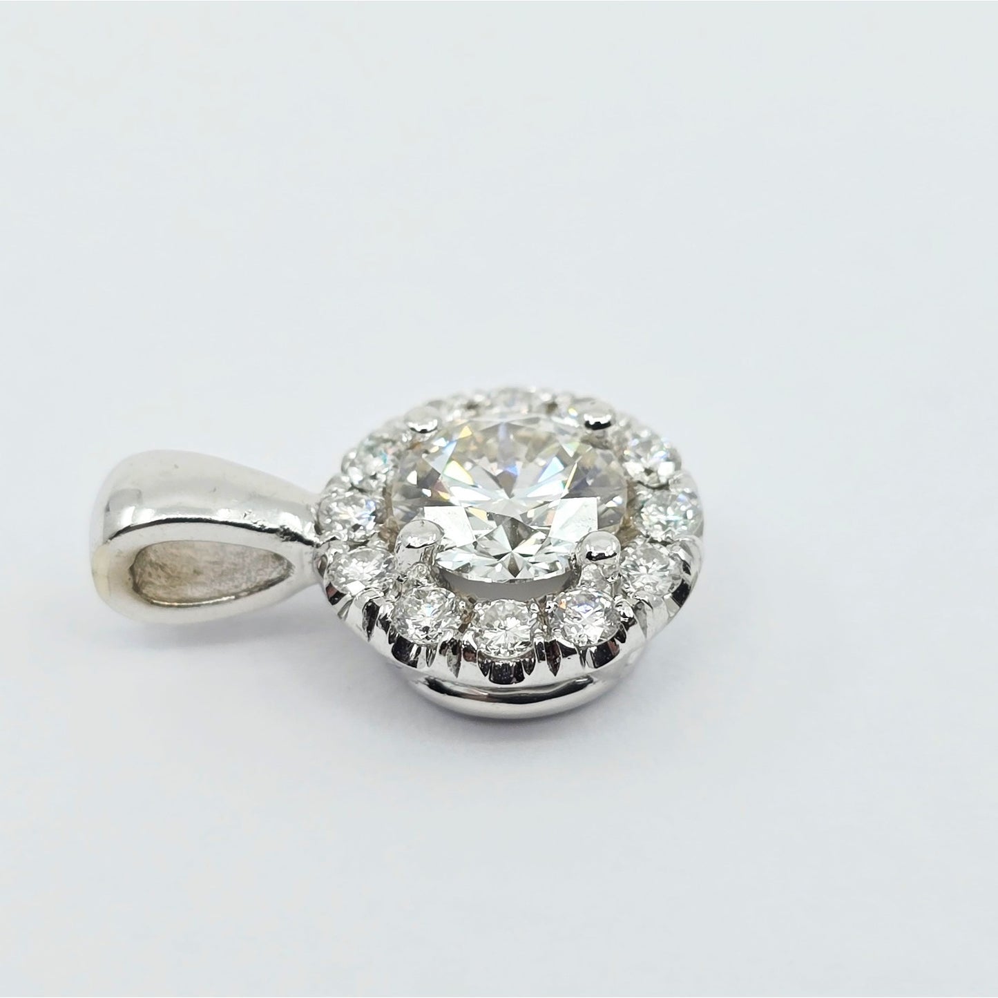 14K White Gold Round Diamond Charm Pendant 1.21ct EGL Report