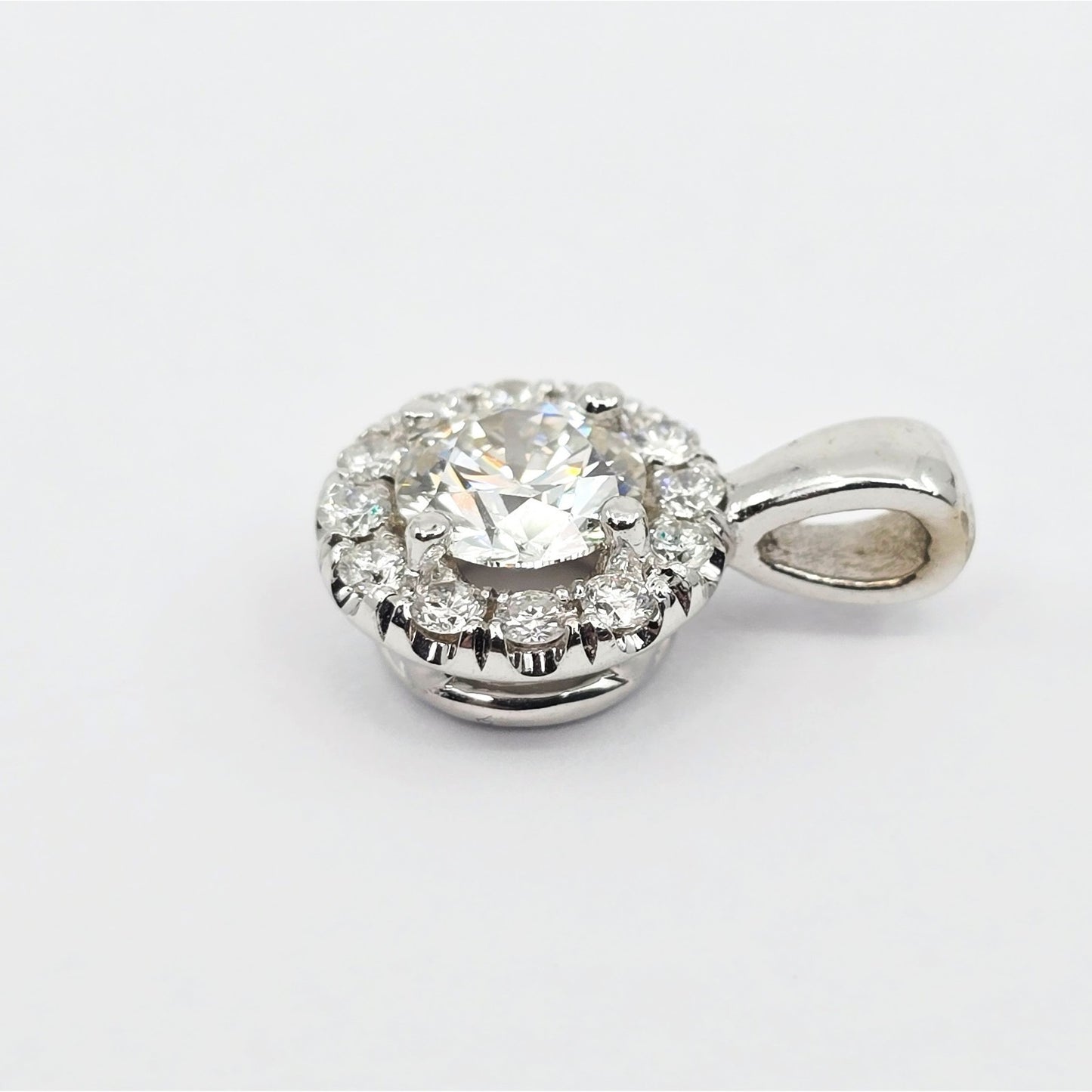 14K White Gold Round Diamond Charm Pendant 1.21ct EGL Report