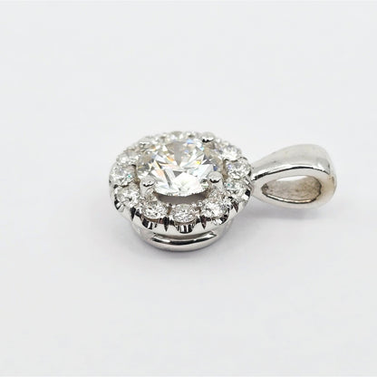 14K White Gold Round Diamond Charm Pendant 1.21ct EGL Report