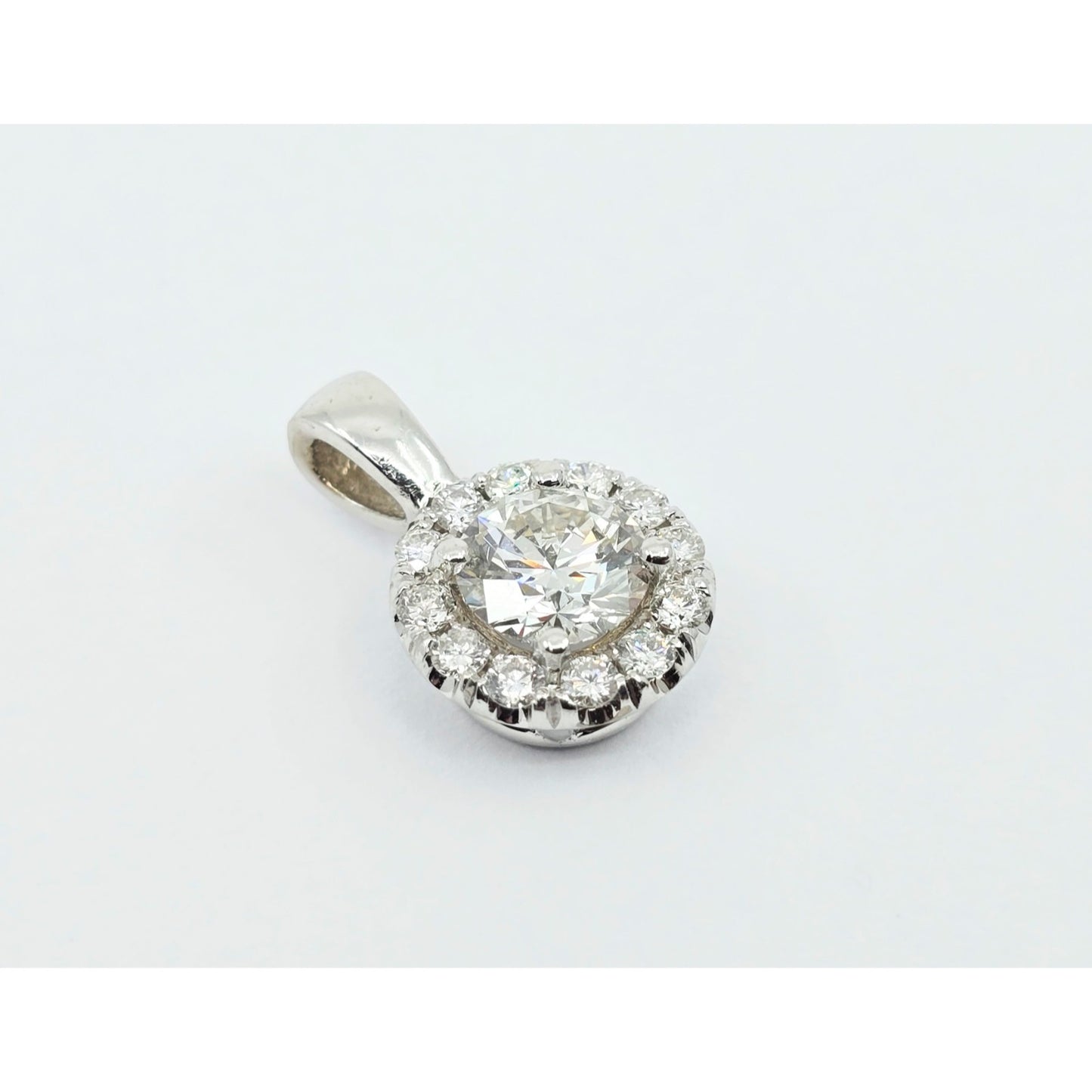 14K White Gold Round Diamond Charm Pendant 1.21ct EGL Report