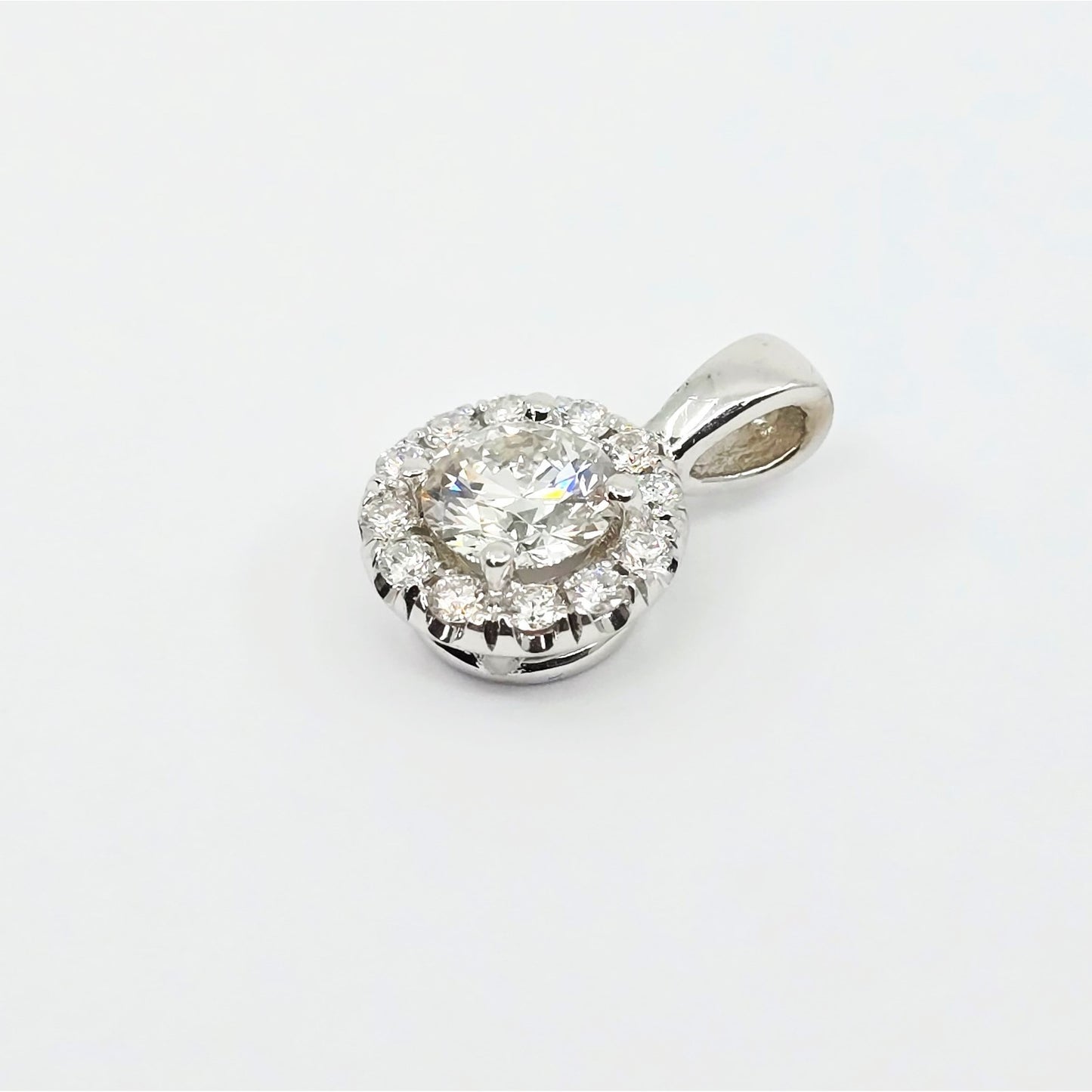 14K White Gold Round Diamond Charm Pendant 1.21ct EGL Report