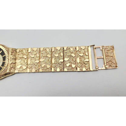 Custom Citizen 10K Solid Yellow Gold Nugget Link Quartz 35mm Watch