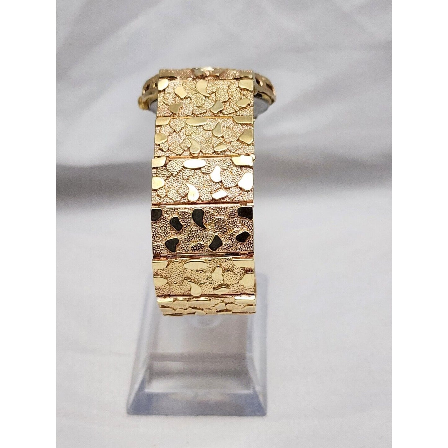 Custom Citizen 10K Solid Yellow Gold Nugget Link Quartz 35mm Watch