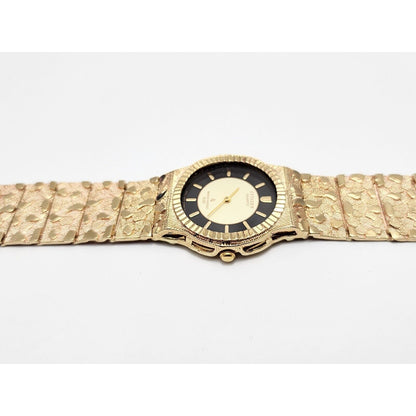 Custom Citizen 10K Solid Yellow Gold Nugget Link Quartz 35mm Watch