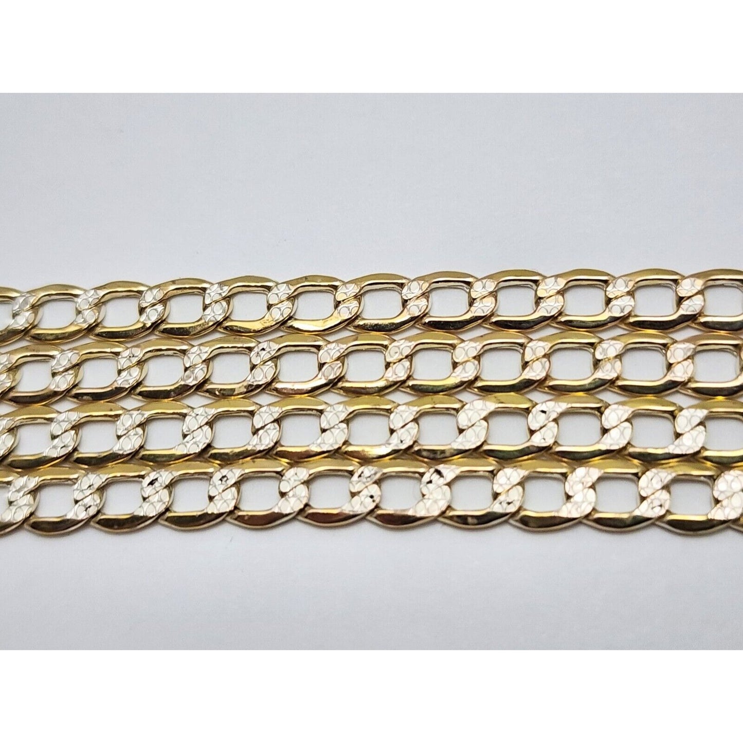 14K Two Tone Gold Diamond Cut Curb Link Chain Necklace