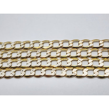 14K Two Tone Gold Diamond Cut Curb Link Chain Necklace