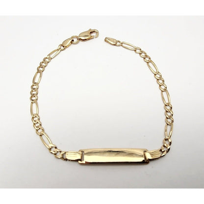 14K Solid Yellow Gold Link ID Bracelet