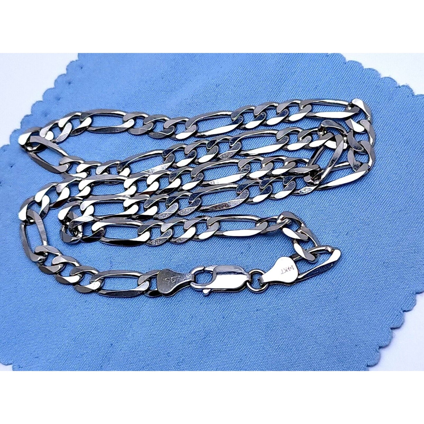 14K White Gold Figaro Link Chain Necklace